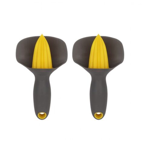 Set mit 2 Zitronenpressen, manuelle Zitruspressen mit Spritzschutz und Steinfänger, ergonomische Mini-Zitronenpressen für Zitronen, Orangen und andere Früchte (Grau)