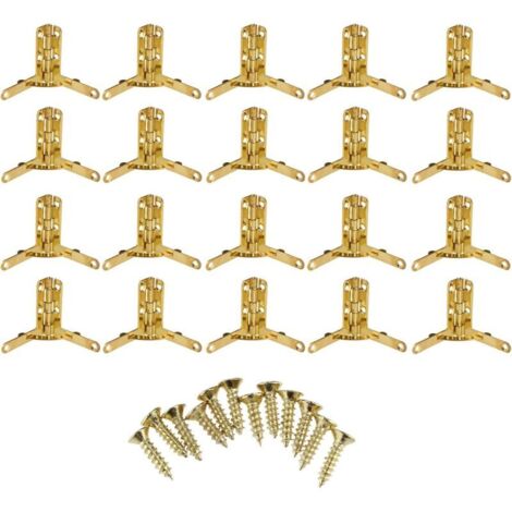 Set mit 20 dekorativen Mini-Holzscharnieren mit goldenen Verschlüssen
