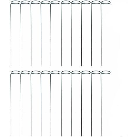 Set mit 20 Gartenstützen, Metall, Dunkelgrün