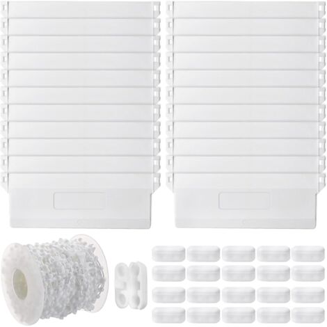 Set mit 20 Gewichtsplatten (127 mm) mit 10 m weißer Kette, 20 Kettenverbindern, Ersatzteilen, Gewichten für Vertikaljalousien, Vorhänge, Türen und Fenster