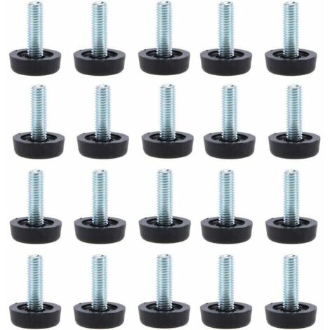 Set mit 20 Möbelfüßen zum Nivellieren – M8 x 24 mm, verstellbare Tischbeinschoner mit Gewindestange, 24 mm, zum Einschrauben