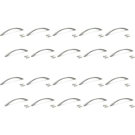 Set mit 20 Möbelgriffen, 160 mm lang, 128 mm Lochabstand, Zamak, Satin-Nickel