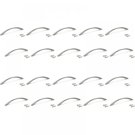 Set mit 20 Möbelgriffen, 160 mm lang, 128 mm Lochabstand, Zamak, Satin-Nickel
