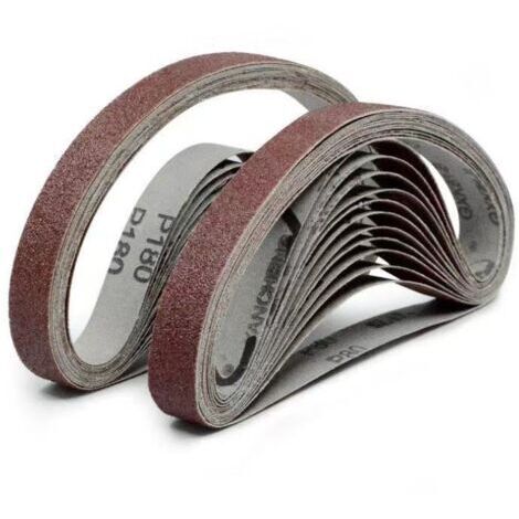 Set mit 20 Schleifbändern 15mm x 452mm, Körnung 60 aus Aluminiumoxid - Für Holzbearbeitung, Metallpolieren, Messerschärfer