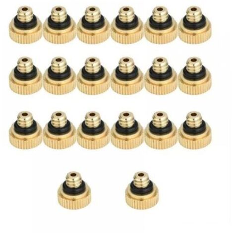 Set mit 20 Sprühdüsen aus Messing, wassersparende Sprühdüsen, geeignet für Außenkühlsysteme, Gewächshäuser, 0,4 mm