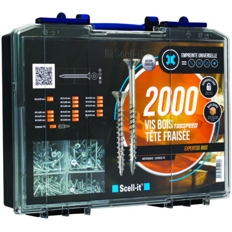 Set mit 2000 Senkkopf-Holzschrauben - SCELL-IT - COF020-TS