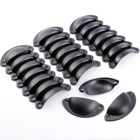 Set mit 24 Schrankgriffen – 82 mm – Retro-Design – Schwarz