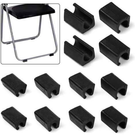 Set mit 24 U-förmigen Stuhlbeinen aus Kunststoff, 12 mm Durchmesser, schwarz, für Rohrstühle