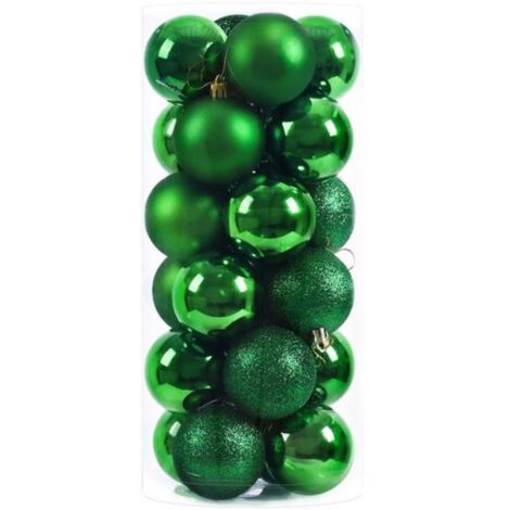 Set mit 24 Weihnachtskugeln – 12 glänzende Kugeln, 6 matte und 6 bruchsichere Glitzerkugeln aus unzerbrechlichem Kunststoff für den Weihnachtsbaum (gold)