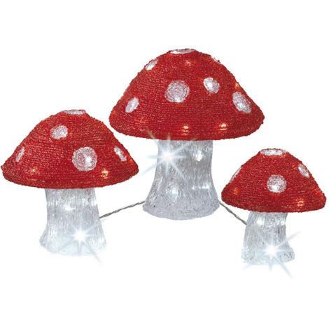 Set mit 3 äußeren Pilzfiguren aus Acryl, 25 cm/20 cm/18 cm