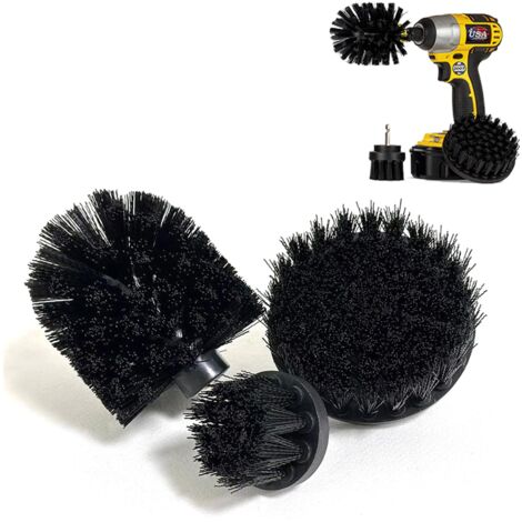 Set mit 3 Bürsten für elektrische Bohrmaschinen, ideal zum Reinigen von Böden, Ziegeln, Toiletten, Badewannen, Waschbecken, Autos usw. (Schwarz)