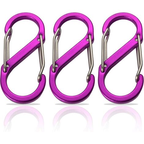 Set mit 3 doppelt zu öffnenden S-förmigen Karabinern, Mini-Karabiner, Karabiner