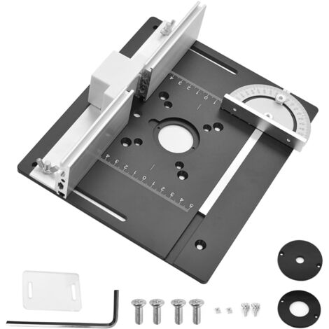 Set mit 3 Frästisch Einlegeplatten, Aluminiumlegierung, Frästisch Einlegeplatte für Oberfräsen, Router Table Insert Plate, Silver Fräsplatte Gravur-Hilfswerkzeug mit Gehrungslehre