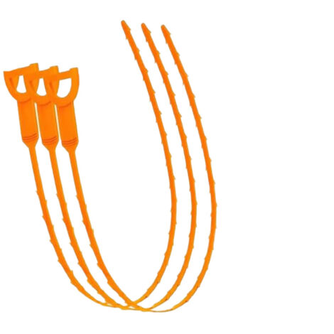 Set mit 3 Haarentfernungswerkzeugen zur Abflussreinigung, Haarentferner/Abflussreiniger, für Duschabflüsse, orange, anpassbar an verschiedene Abflusstypen
