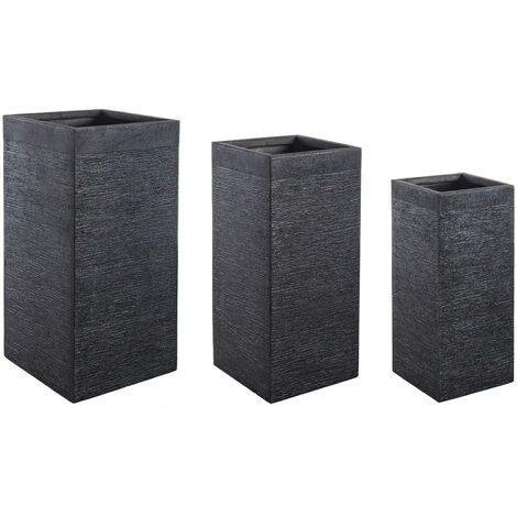 Set mit 3 hohen schwarzen Graffiti-Vasen