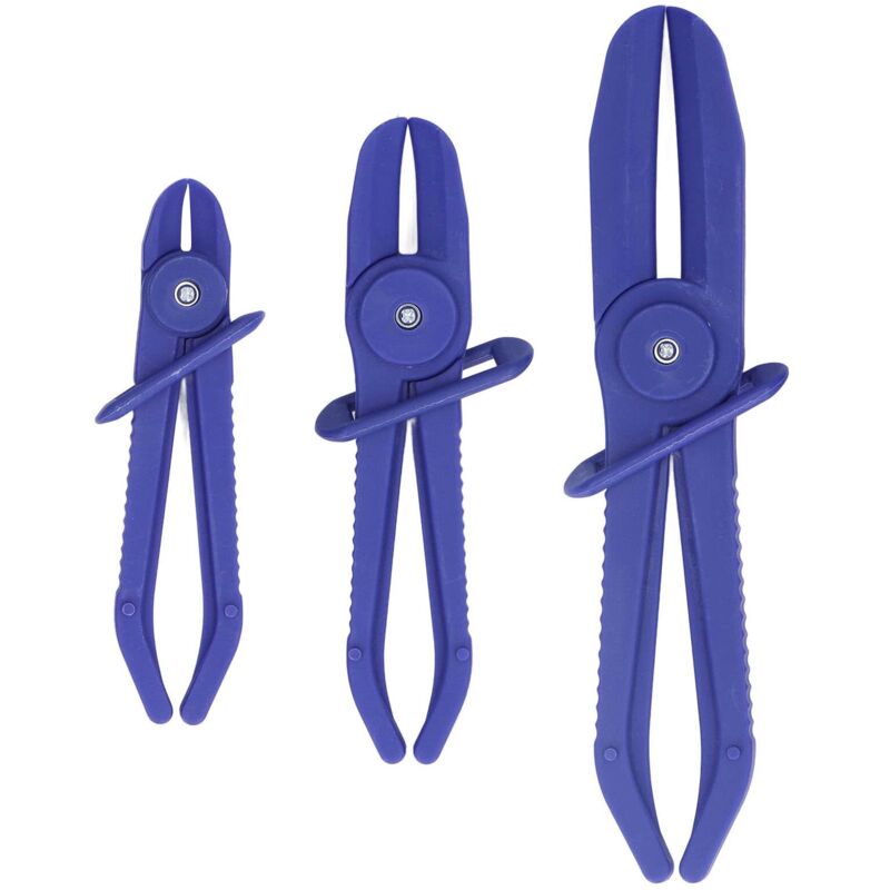 Image of Set mit 3 isolierten, flexiblen Nylon-Klemmen für Kraftstoffbremse, verschiedene Größen, blau