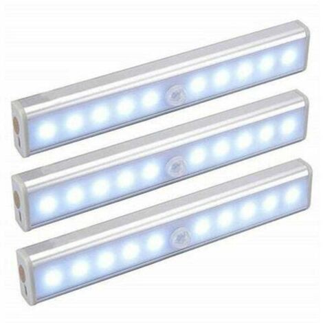 Set mit 3 kabellosen, per USB aufladbaren, magnetischen, bewegungsaktivierten LED-Leuchten. Ideal als Schrankleuchte, Notleuchte, Nachtlicht für Kinder oder Wohnzimmerlampe.