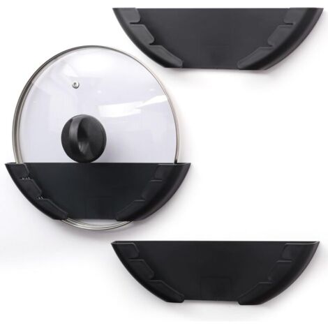 Set mit 3 Klebehalterungen für Kunststoff-Topfdeckel (für Deckel von 15 bis 32 cm), für Haushalt, Küche und Schranktüren.
