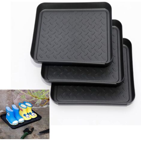 Set mit 3 Kunststoff-Schuhmatten, schmutzabweisende Matten für Umkleidekabinen und Hauseingänge