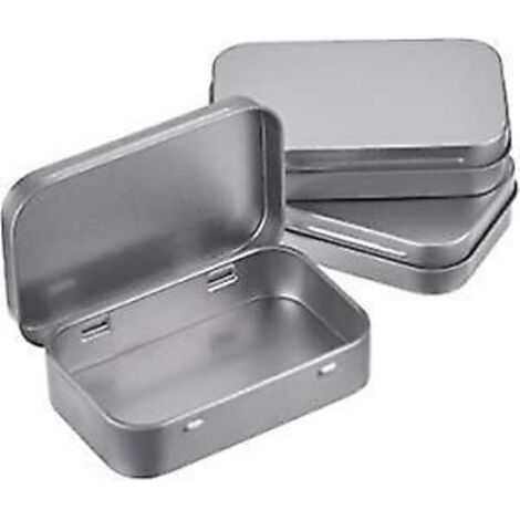Set mit 3 leeren, rechteckigen Metallboxen in Silber, Mini-Tragebox, kleine Aufbewahrungsbox