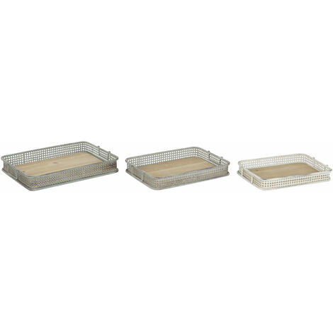 SET MIT 3 METALL-TABLETTEN 53X38X8 GEALTERTES MEHRFARBIGES METALL Material Farbe MULTICOLOR-Familie DEKORATIVE TABLETTS Details