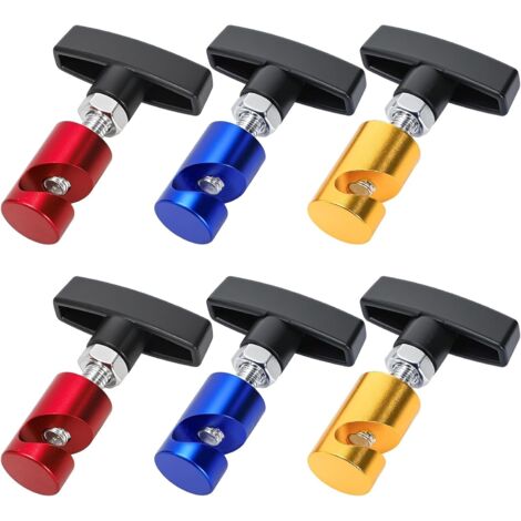 Set mit 3 Motorhaubenklemmen aus Metall, 11 mm, rutschfest, universell, mehrfarbig (gelb, blau und rot)