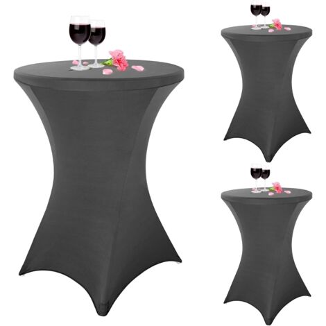 Set mit 3 quadratischen Stretch-Spandex-Cocktailtischdecken, 80 x 110 cm