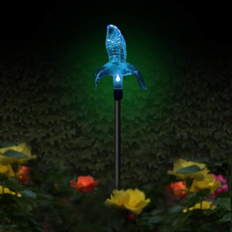 Set mit 3 Solar-Gartenleuchten in Form eines Schmetterlings, Kolibris und einer Libelle solarbetriebene LED mehrfarbig