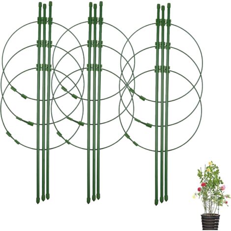 Set mit 3 Stützen für Kletterpflanzen mit 3 verstellbaren Stützringen, 45 cm