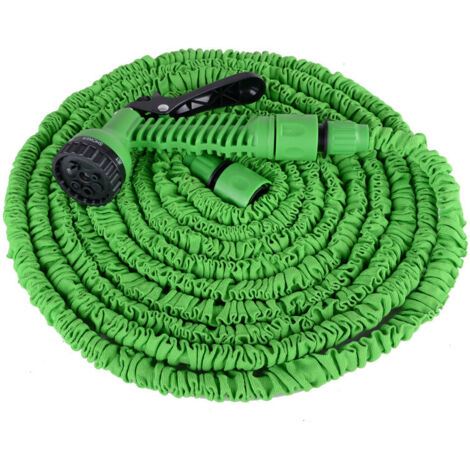 Set mit 3 Teleskopschläuchen, Gartenschlauch, Autowaschpistole (Grün, 15 m)