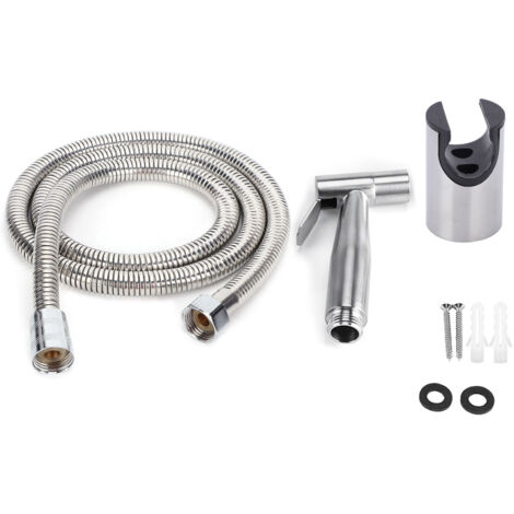 Set mit 3 tragbaren Edelstahl-Bidets inklusive Schlauch, Halterung und G1/2-Anschluss für die Toilettenbrause