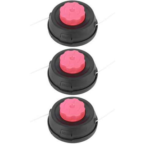 Set mit 3 Universal-Trimmerköpfen inklusive Schneidfaden – Ideales Ersatzzubehör für Rasenmäher – Modell H-16 Schwarz und Rot –