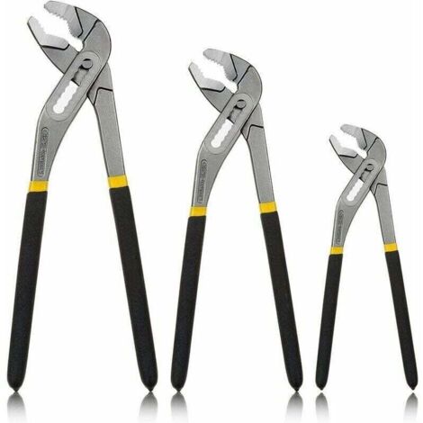 Set mit 3 verstellbaren Schnellspann-Multigriffzangen, 200, 250 und 300 mm, Wasserpumpenzangen, doppelt beschichtete Griffe – Chrom-Vanadium-Stahl