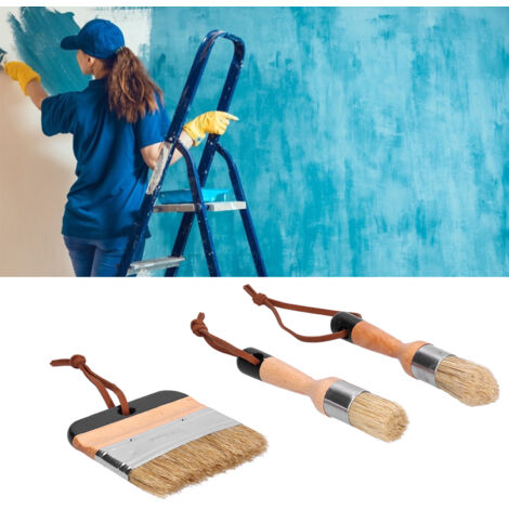 Set mit 3 Wachspinseln für Holz mit synthetischen Borsten und ergonomischem Griff