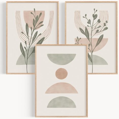 Set mit 3 Wandpostern für Schlafzimmer, Wohnzimmer oder als Dekoration für Cousins - Wandbilder im Boho-Stil fürs Wohnzimmer