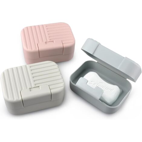 Set mit 3 wasserdichten Reiseseifenschalen mit Deckel und Haken, für Camping und Outdoor-Aktivitäten, tragbare Seifenbox