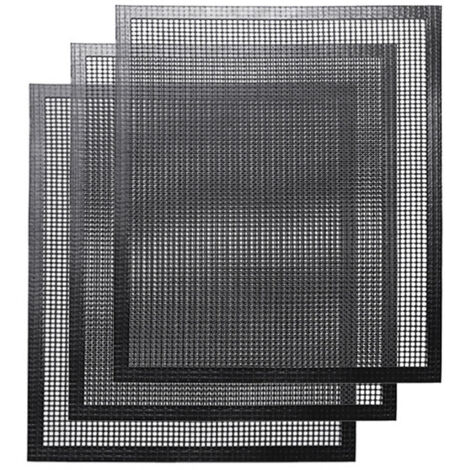 Set mit 3 wiederverwendbaren, antihaftbeschichteten Teflon-Kochmatten für Grills, Smoker, Pelletöfen, Gas- und Holzkohlegrills – 33 x 40 cm