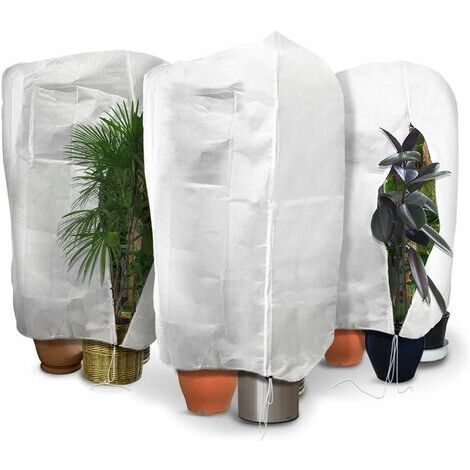 Set mit 3 Winterabdeckungen für Pflanzen mit Kordelzug und Reißverschluss. Winterschleier aus Polypropylen 80 g/m². Vlies-Pflanzenschutz. Wiederverwendbar, 120 x 180 cm