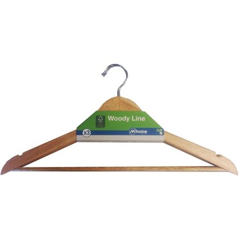 Set mit 3 Woody Line-Kleiderbügeln aus ökologischem FSC-Holz, 42,5 x 23 cm, 12 mm