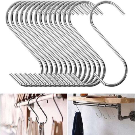 Set mit 30 S-Haken aus Edelstahl, S-förmige Metallhaken für Küche, Badezimmer, Schlafzimmer