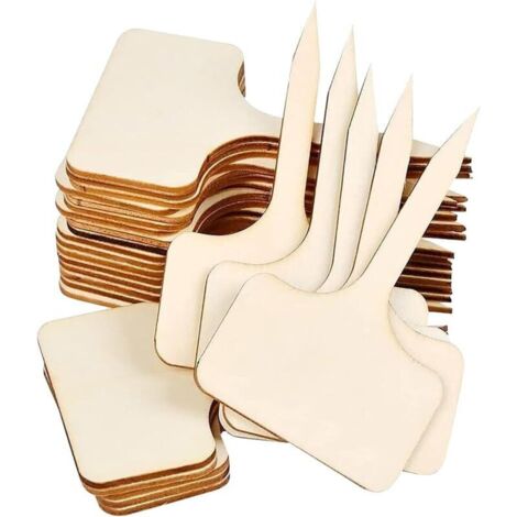 Set mit 30 T-förmigen Pflanzenetiketten aus Holz, Gartensteckern, Pflanzensteckern für Gärtnereien, Gewächshäusern, Blumensamen, Kräutergärten und Topfpflanzen
