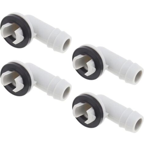 Set mit 4 15-mm-Wasserauslassdüsen für Klimaanlagen, Ablaufschlauchanschluss, Winkelstück mit O-Ring, kompatibel mit Midea