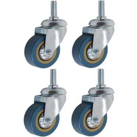 Set mit 4 360°-Möbelrollen, 75 mm, M10, robuste Lenkrolle