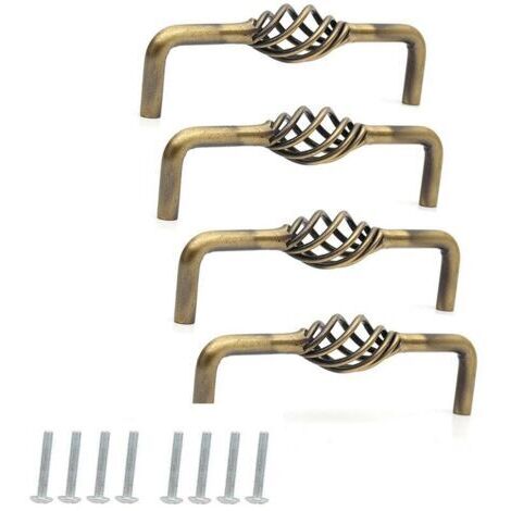 Set mit 4 antiken Inconel-Schubladengriffen für Kommodentüren - Bronze/128 mm
