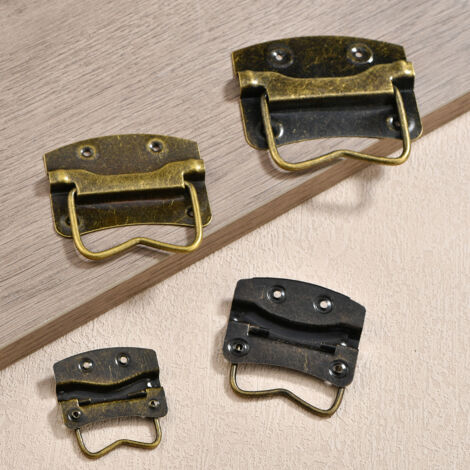 Set mit 4 antiken Klappgriffen für Truhen, 76 x 73 mm, Kisten,