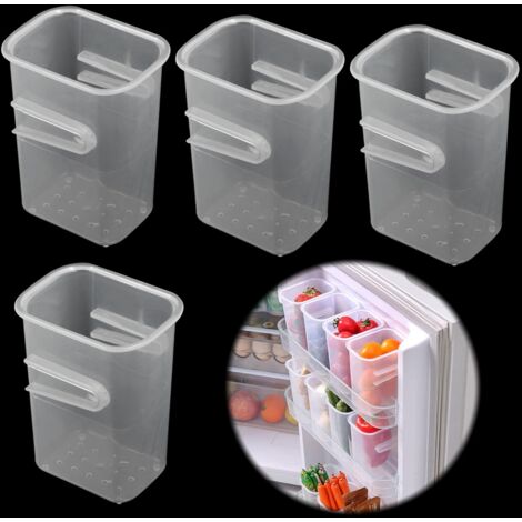 Set mit 4 Aufbewahrungsboxen für den Kühlschrank, kleine Kunststoffbehälter für Türen und Schränke