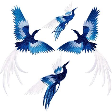 Set mit 4 aufbügelbaren Kleidungsaufklebern mit Phönix-Vogelkopf