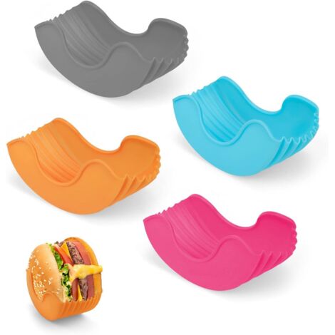 Set mit 4 ausziehbaren Silikon-Hamburgerhaltern, wiederverwendbar für Sandwiches, Donuts und Burger, Küchenaccessoire