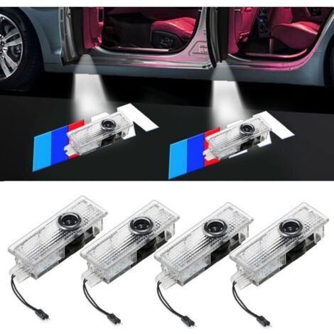 Set mit 4 Autotürlichtprojektoren, LED-Türbeleuchtungs-Logoprojektor für Autotüren, LED-Autotürprojektion für 1er, 2er, 3er, 4er, 5er, 6er, 7er, X1, X2, X3, X4, X5 und X