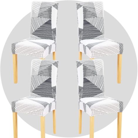 Set mit 4 bedruckten, waschbaren und abnehmbaren Stretch-Stuhlhussen für Küchen, Hotels und Restaurants